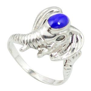 Wisdom Elephant Lapis Lazuli Silver Ring